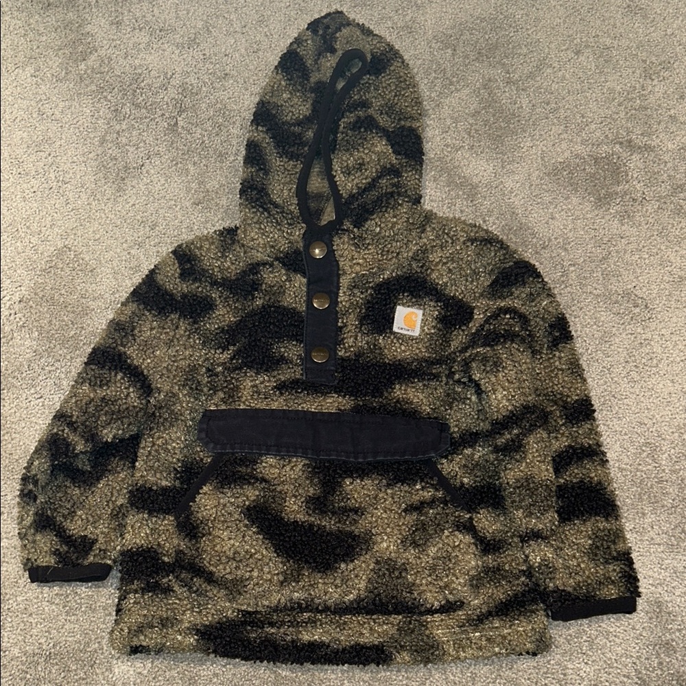 Carhartt Kids' Black and Tan Sherpa Hoodie